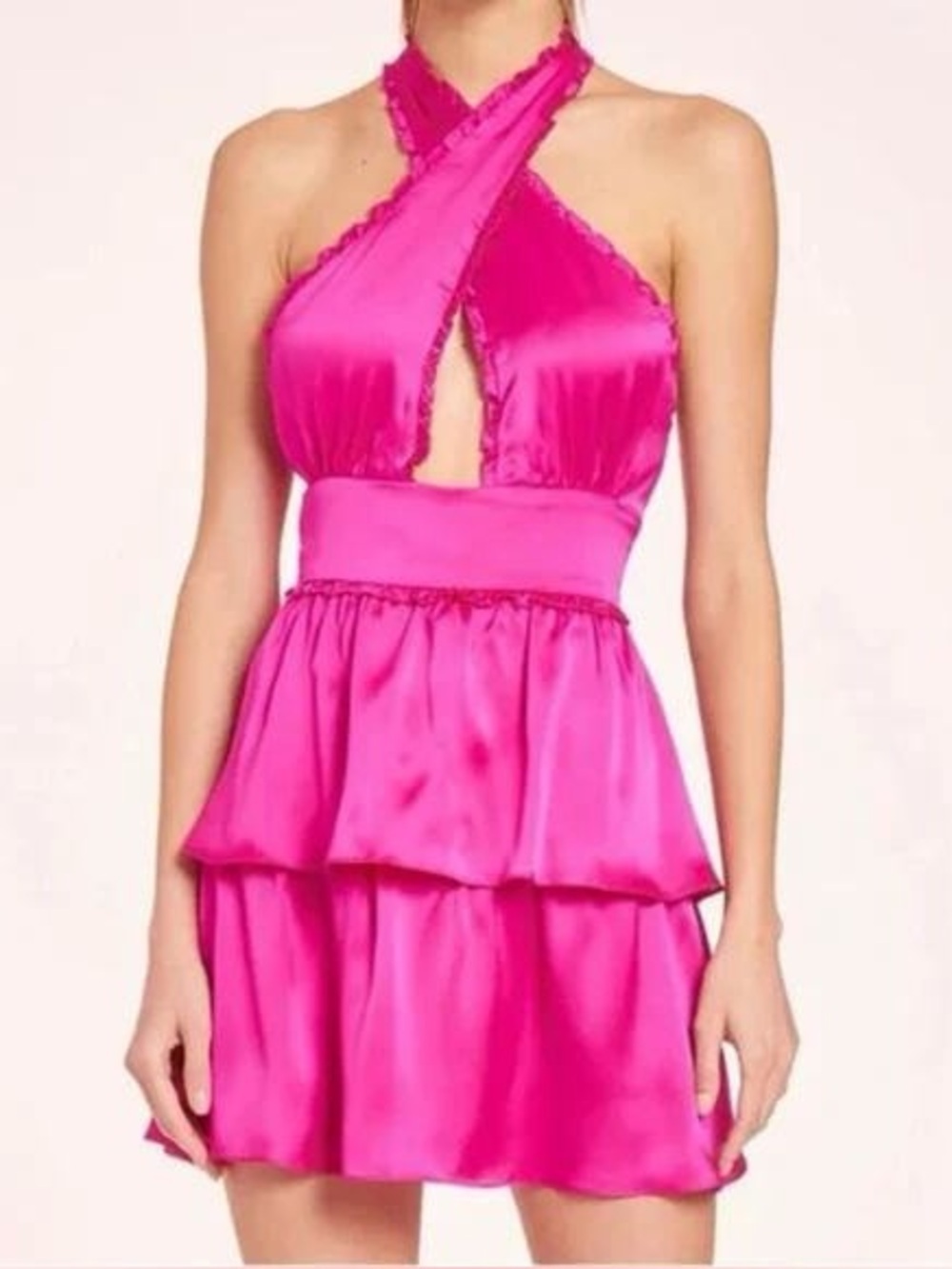 Amanda Uprichard Estella Crossover Silk Minidress